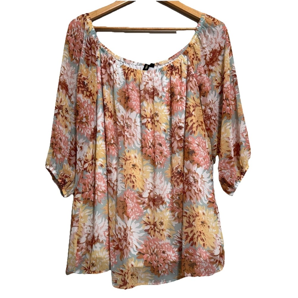 Cottagecore Women's 1X Floral Blouse Top FALL Colors Romantic‎ Fairy Whimsy